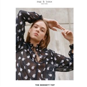 Rag & Bone navy blue top silk/ply xxs